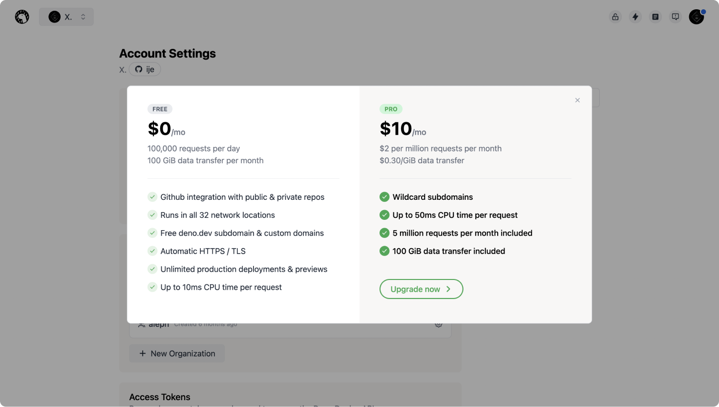 Deno Deploy pricing